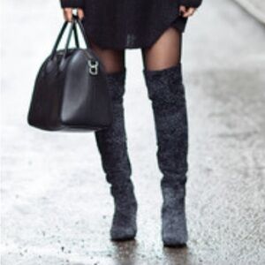 Yeezy Season 8 Grey Suede Moleskin Thigh High Boots.36.5 or U.S. 6.5. Ne…